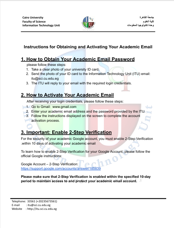 Instructions for Obtaining and Activating Your Academic Email