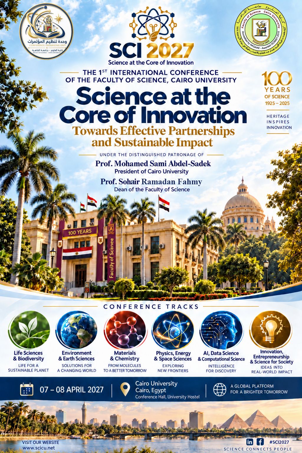 Cairo University’s Faculty of Science to Hold Its First International Conference, “SCI 2027,” on April 7–8, 2027.