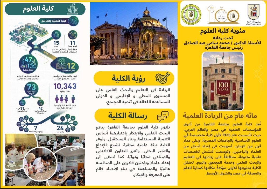 The Faculty of Science Centennial under the patronage of Professor Dr. Mohamed Sami Abdel Sadek,( President of Cairo University.)