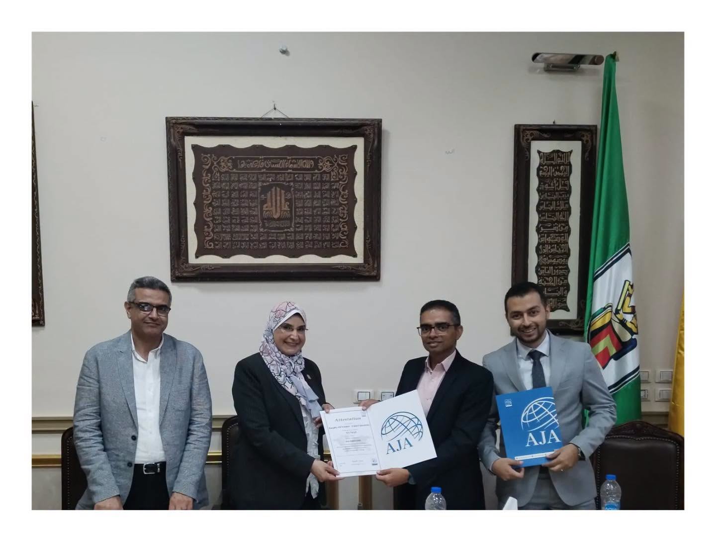 The Faculty of Science at Cairo University continues its journey of excellence by renewing its ISO 14001:2015 and ISO 45001:2018 certifications after successfully passing the audit conducted by AJA.